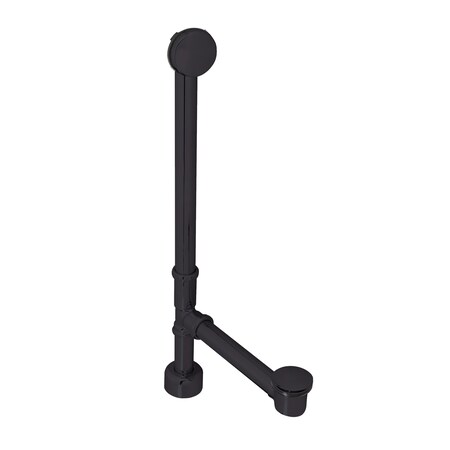 Westbrass European Tip Toe Bath Waste, Hidden Overflow -22" Make-Up, 17 Ga. In Powdercoated Flat Black D3261HK-62